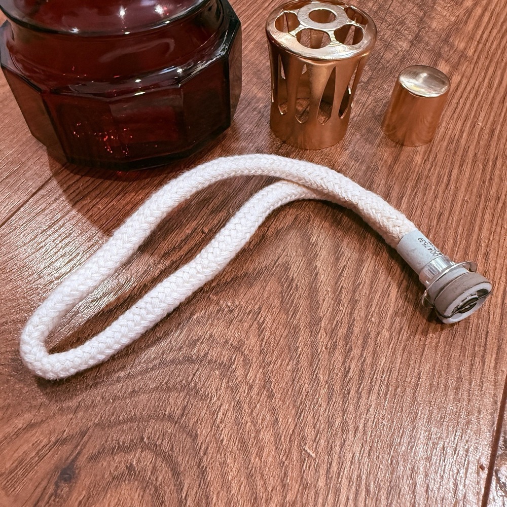 Lampe Berger Oil Fragrance Diffuser Ruby Red Glass Gold Top Paris France Retired - Picture 4 of 7